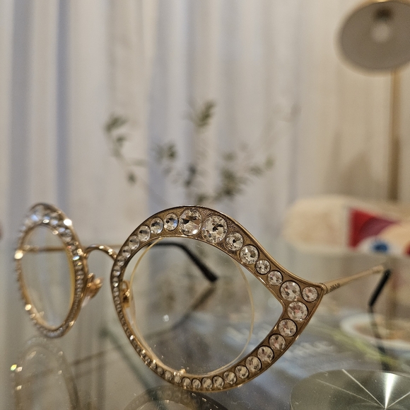 Gucci GG4287 Cat-Eye Gold Crystal-Embellished Glasses - Picture 2 of 6
